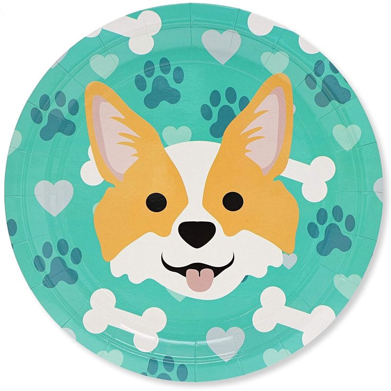 Blue Panda 144 Piece Puppy Dog Party Supplies, Corgi Birthday Decorations with Paper Plates, Napkins, Cups, and Cutlery (Serves 24), 5 of 10