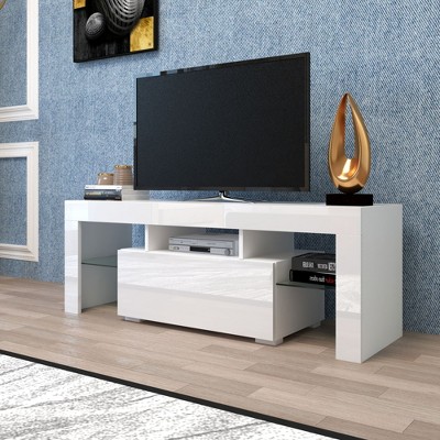 NicBex TV Stand for 55 Inch TV with LED RGB Lights,TV Entertainment Center with 1 Drawer and Open Shelves,TV Console Table for Living Room