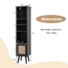 Costway Rattan Storage Cabinet Freestanding Slim Organizer Wood Display Rack Living Room Black/White/Natural - image 3 of 4