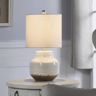 Two-Tone Cream Ceramic Table Lamp with Textured Beige Shade