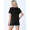 cheibear Women's Soft Shorts Sleeve Nightwear with Pockets Pajama Set 2 Pcs - 3 of 4
