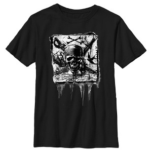 Boy's Pirates of the Caribbean: Curse of the Black Pearl Black and White Skull Logo T-Shirt - 1 of 4