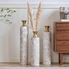 Angel Sar Handmade Ornate Metal Floor Vase, Gold Relief Medallion, Large Tall Flower Vase(Set Of 3) - 4 of 4