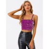 INSPIRE CHIC Women's Club Party Velvet Spaghetti Strap Crop Sequined Cami Top - 4 of 4