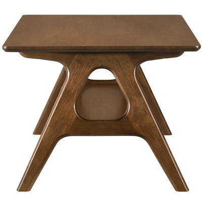 Arona Walnut Mid-Century Modern Rectangular Wood Coffee Table with Shelf