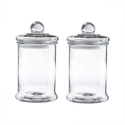 Whole Housewares Clear Glass Apothecary Jars-Cotton Jar-Bathroom Storage Set of
