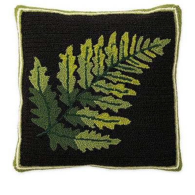 Indoor/Outdoor Fern Hooked Throw Pillow