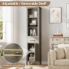 Slim Bathroom Storage Cabinet with Adjustable Shelves, Farmhouse-Style Narrow Bookcase for Organizing Bathroom and Living Room Essentials, Grey - 3 of 4