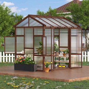 Garvee 6x8 FT Wooden Greenhouse ,Heavy Duty Green House Kit with Ventilated Window and Lockable Door,Walk-in Greenhouse for Yard, Patio, Lawn - 1 of 4