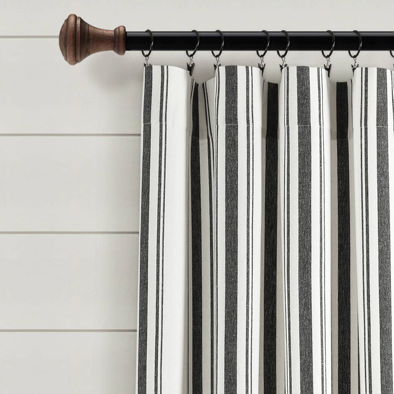 2pk 42&#34;x84&#34; Light Filtering Farmhouse Striped Yarn Dyed Curtain Panels Black - Lush D&#233;cor, 3 of 8