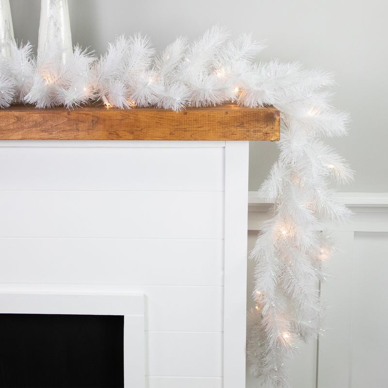 Northlight 9' x 14" Pre-Lit White Alaskan Pine Artificial Christmas Garland, Warm White LED Lights, 5 of 9