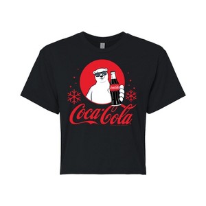 Women's - Coca-Cola - Polar Bear Circle With Snowflakes Cropped Graphic T-Shirt - 1 of 4