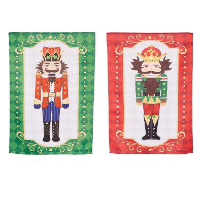 Evergreen Trio Nutcracker Reversible Suede Garden Flag 12 x 18 Inches Indoor Outdoor Decor