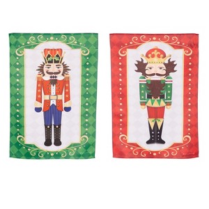 Evergreen Trio Nutcracker Reversible Suede Garden Flag 12 x 18 Inches Indoor Outdoor Decor - 1 of 4