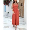 Women's Summer V Neck Spaghetti Strap Sleeveless Jumpsuits CutOut Smocked Long Wide Leg Rompers With Pockets - 3 of 4