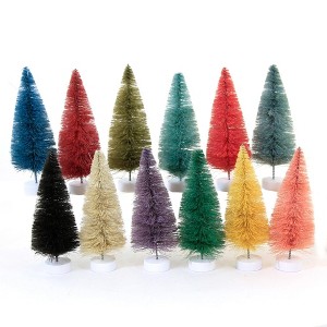 Cody Foster 4.0 Inch Large Brights Trees Set 12 Everyday Decorative Tree Set , Christmas Easter Bottle Brush Village Decor Decorate Rainbow (12PC) - 1 of 3