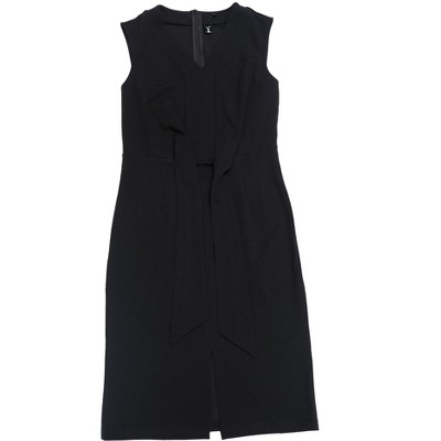 INSPIRE CHIC Women's Sleeveless Tie Waist Slit Hem Bodycon Work Business Outfits Summer Midi Dresses
