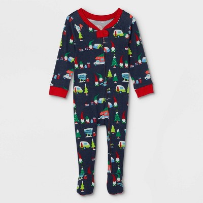 Baby Holiday Gnome Print Matching Family Footed Pajama - Wondershop™ Navy 3-6M