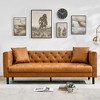 78 Inch Leather Sofa for Living Room, Modern Couch with Deep Seat and 2 Pillows, Handmade Button Tufted 3 Seater Sofa - 4 of 4
