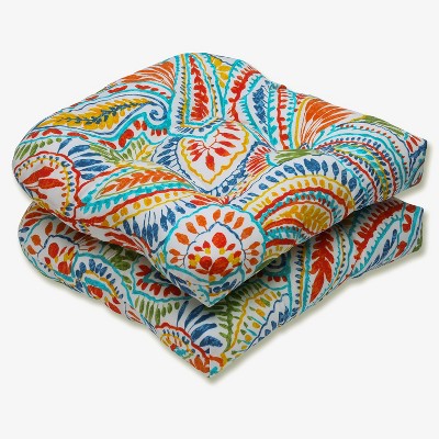 Ummi 2-Piece Outdoor Wicker Seat Cushion Set - Pillow Perfect: Fade-Resistant, Tufted, Weather-Resistant
