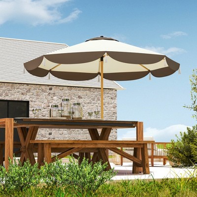 Cream White 9FT Outdoor Patio Umbrella with Steel Ribs
