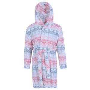 Rene Rofe Girls Fair Isle Ultra Fleece Hooded Robe, Large, Pink : Target