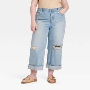 Women's Mid-Rise Cropped Vintage Wide Leg Jeans - Universal Thread™ - 1 of 3