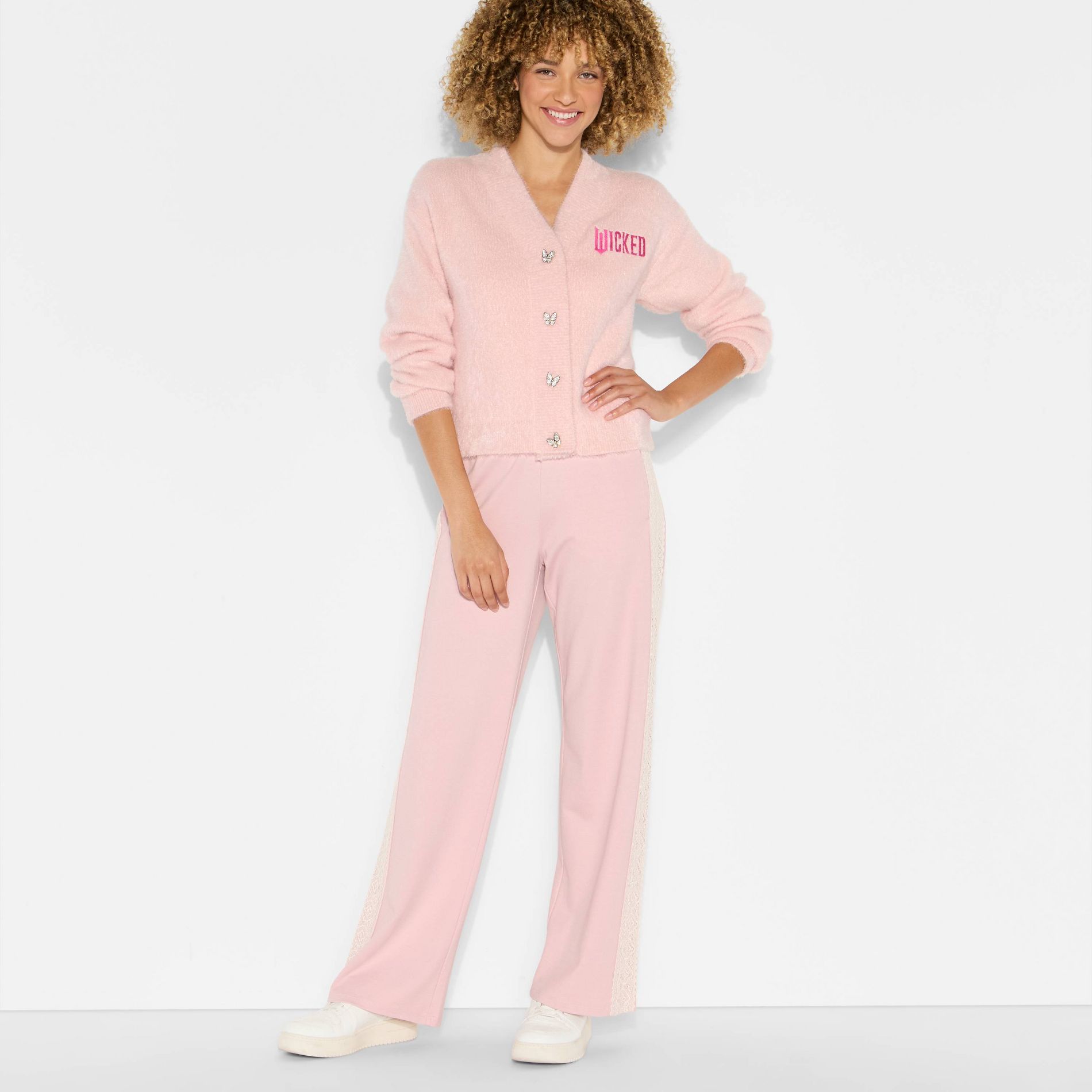 Wicked x Katie Kime Women's Logo Graphic Cardigan - Light Pink