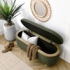 JUJABU Upholstered Storage Ottoman Bench with Seat Cushion for Bedroom, Entryway, or Living Room, Dark Green - 3 of 4