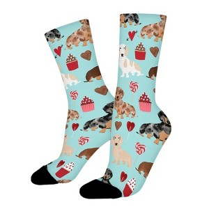 Dog And Cakes Women Printed Crew Socks Funny Funky Socks Soft Polyester Novelty Gifts for Artists Men - 1 of 1