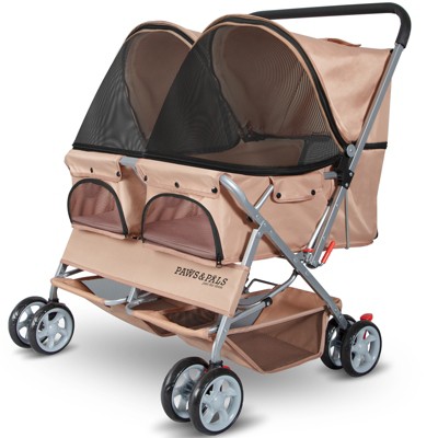 Paws & Pals Double Dog Stroller - Beige