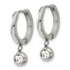 Chisel Stainless Steel Polished with CZ Dangle Hoop Earrings - 2 of 4