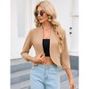 Womens 3/4 Sleeve Blazer Jacket Open Front Cropped Business Blazer Figure Flattering Jacket Pelplum Jackets - 3 of 4