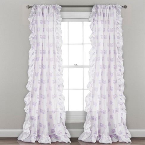 2pc 40 X84 Ruffle Fox Window Curtain Panel Set Purple Lush Dcor