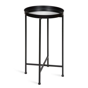 Kate and Laurel Celia Round Metal Tea Table, 14x14x25.75, Black and Mirror - 1 of 4