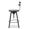SKRAN Elegant Antique Finish Metal and Wood Barstool with Wood-Like Seat Backing for Kitchen or Dining Area, Black - 4 of 4