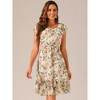 Allegra K Women's Floral Chiffon Flutter Sleeve Belted Square Neck Ruffled Hem Dress - 3 of 4