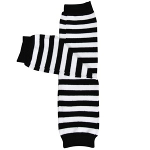 Wrapables Colorful Baby & Toddler Leg Warmers, Thin Stripes Black & White - 1 of 3