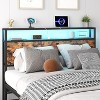 Headboard with LED Lights, Charging Ports & Storage - Brown Industrial Wood and Metal Design, Easy Assembly - 4 of 4