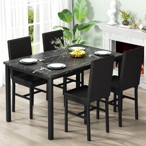 Hooseng 5 Pieces Kitchen Table And Chairs Set, Dining Table Set for 4, Rectangular Dining Table Set with Four Upholstered Chairs And Faux Marble Top - 1 of 4
