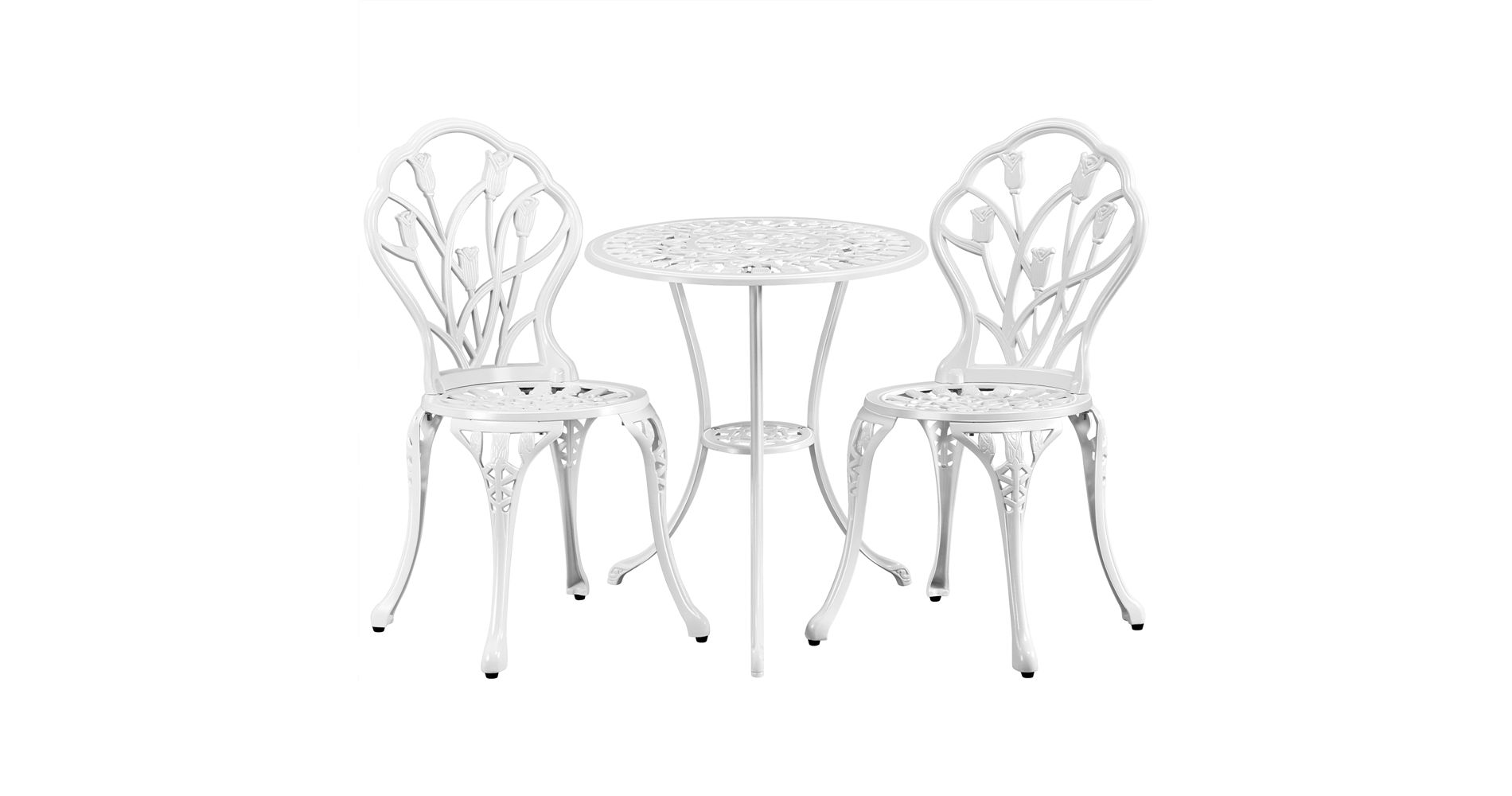 Yaheetech 3 Piece Outdoor Bistro Table Set for Garden Backyard, White