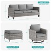 Sonkuki Outdoor 5-Piece Wicker Patio Conversation Set, 2 Rattan Swivel Rocking Chairs with Ottoman, Navy Blue Cushion - 2 of 4