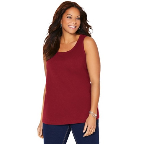 Catherines Women's Plus Size Petite Suprema Tank - 0xwp, Rich Burgundy ...