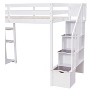 NicBex Twin Size Bunk Bed Loft Bed Pine Bed Frame with 4 Drawers, 3 Shelves, Storage Stairs and Guardrail, No Box Spring Required - 4 of 4