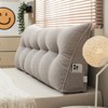 Soft Wedge Teddy Velvet Headboard Pillow w/ Side Pocket - PP Cotton Filled, Triangular Backrest Cushion for Dorm Bed - 2 of 4