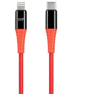 Monoprice Apple MFi Certified Lightning to USB Type-C Rapid Charge and Sync Kevlar-Reinforced Nylon-Braid Cable - 6 Feet - Red | Durable, Compatible - 1 of 4