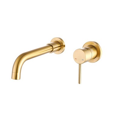 Wall Mount Faucet for Bathroom Sink or Bathtub, Single Handle 2 Holes Brass Rough-in Valve Included