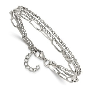 Chisel Stainless Steel Multi-Strand Curb, Cable and Paperclip Link 7" Plus a 1.25" Ext. Bracelet - 1 of 4