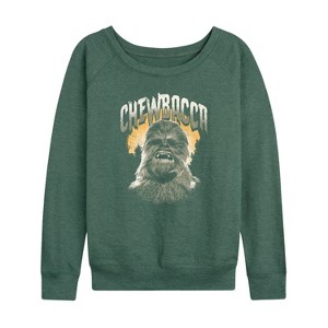 Women's - Star Wars - Chewbacca Full Moon Horror Lightweight French Terry Wide Neck Long Sleeve Shirt - 1 of 4