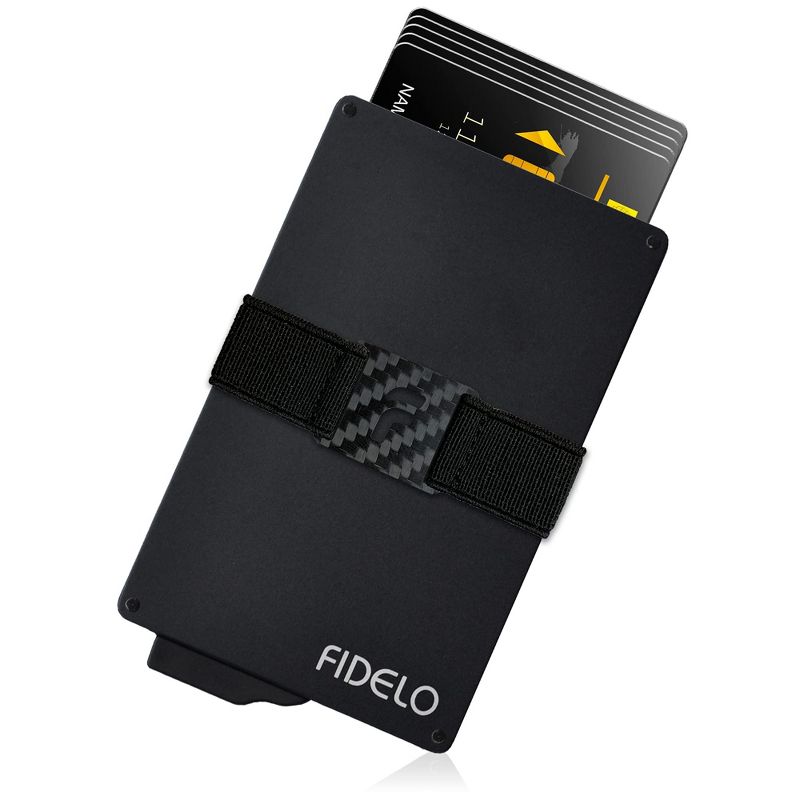 Fidelo RFID Blocking Minimalist Slim Credit Card Holder and Money Clip, 3K Carbon Fiber, 1 of 4